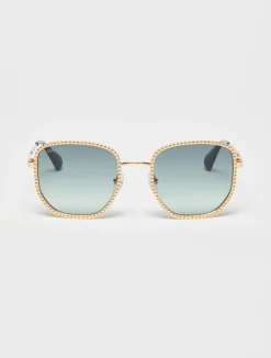 Studded metal square sunglasses