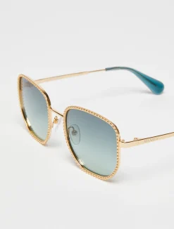Studded metal square sunglasses