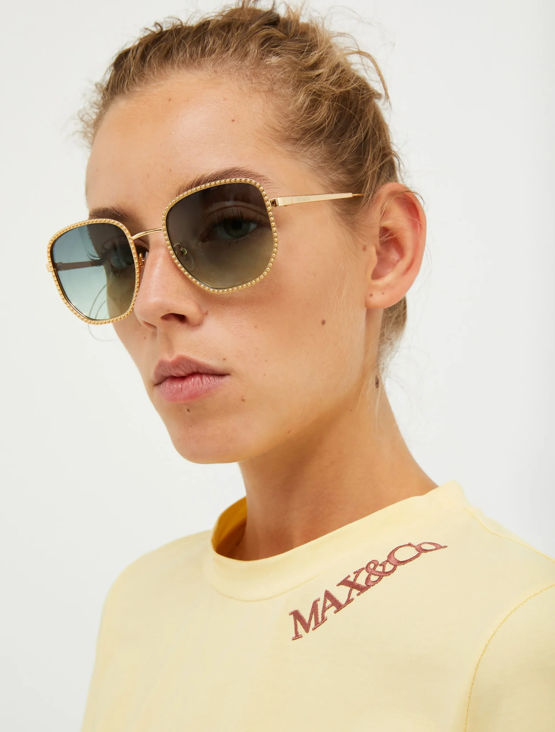 Studded metal square sunglasses