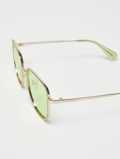 Studded metal square sunglasses