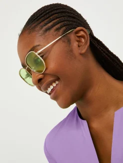 Studded metal square sunglasses