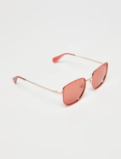 Studded metal square sunglasses