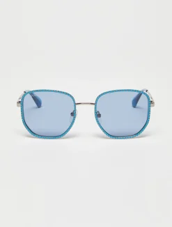 Studded metal square sunglasses