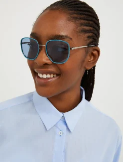 Studded metal square sunglasses