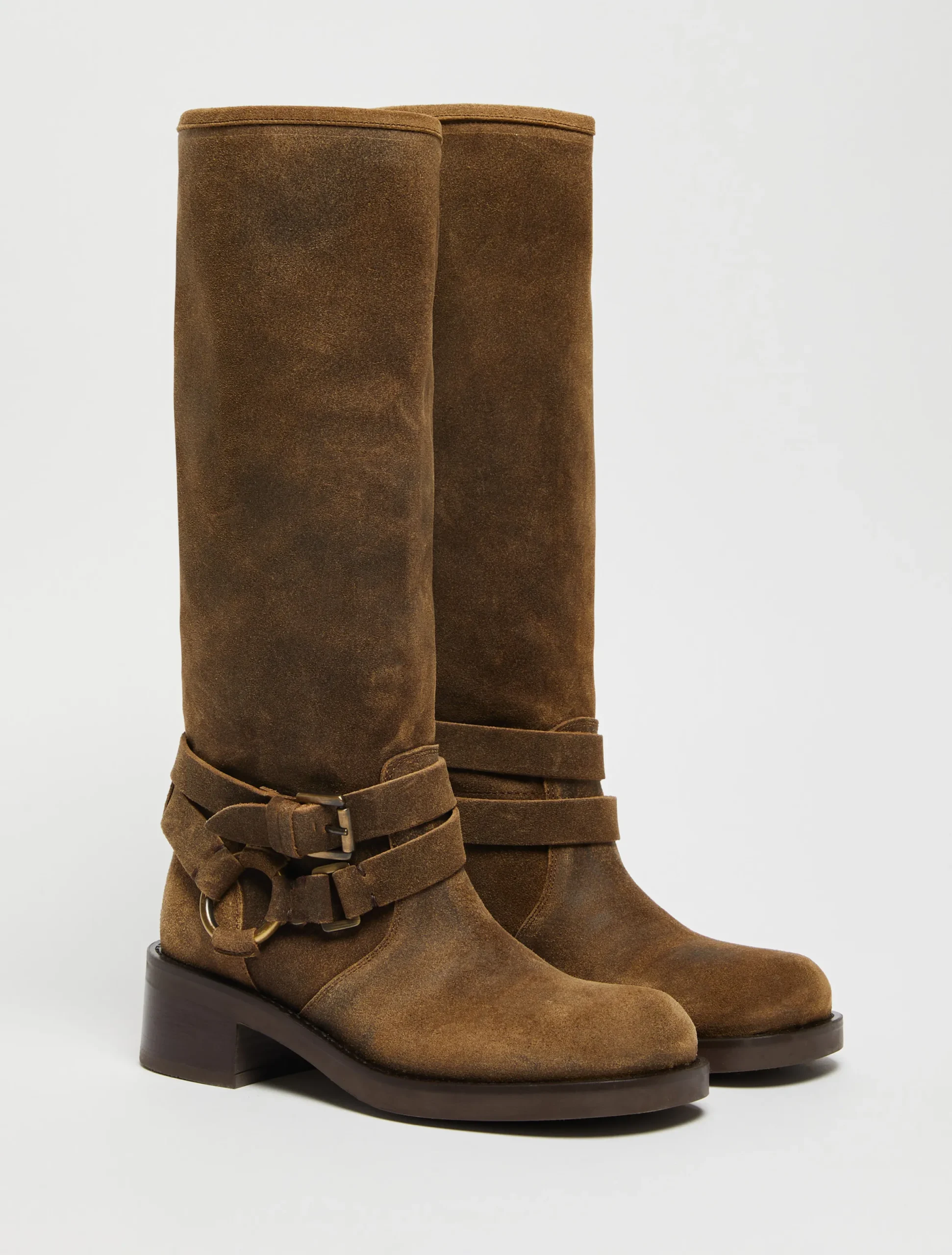Suede biker boots