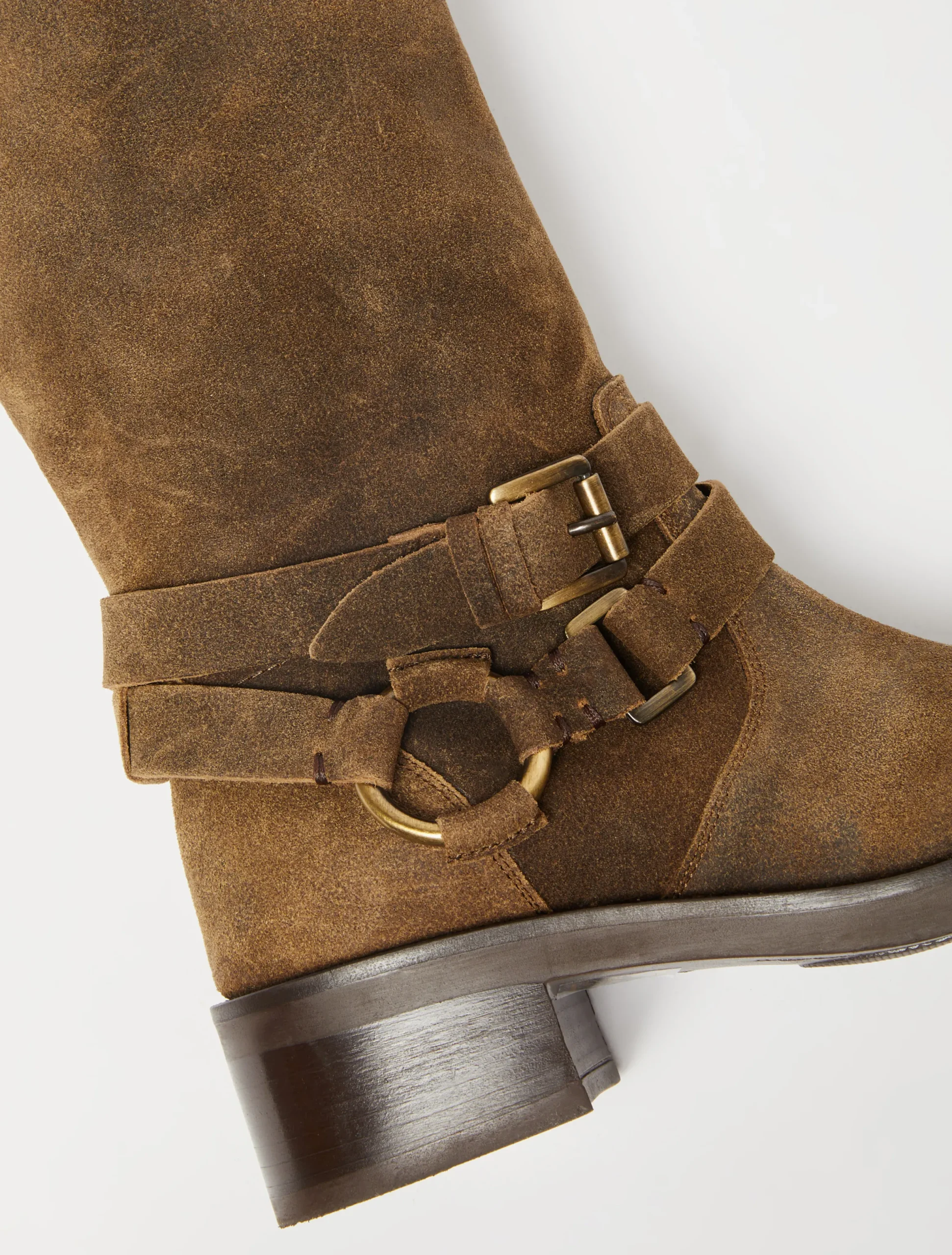 Suede biker boots