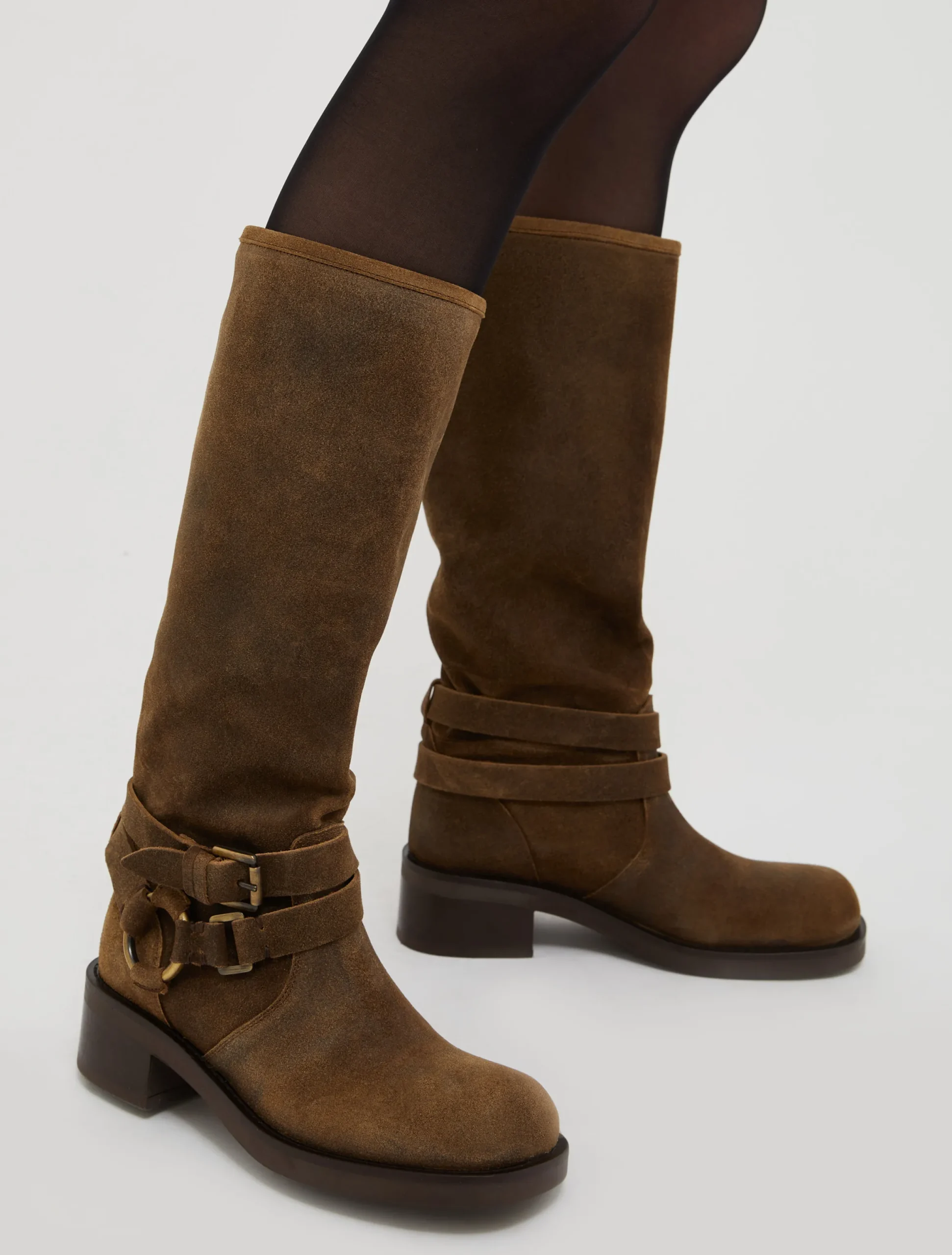 Suede biker boots