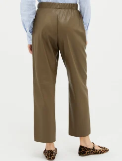 Tapered coated-jersey trousers