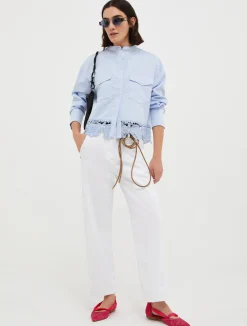 Tapered cotton-drill trousers