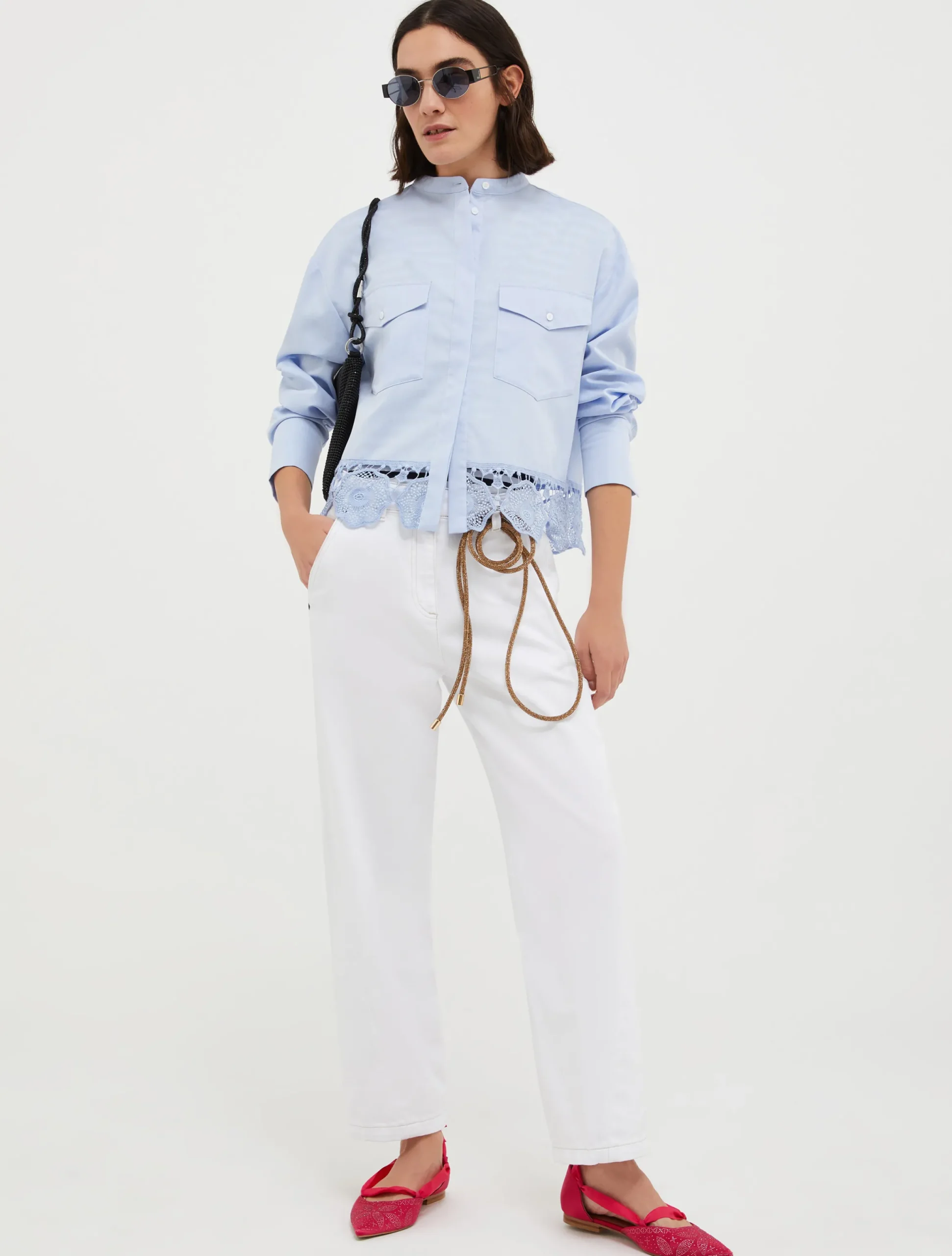 Tapered cotton-drill trousers