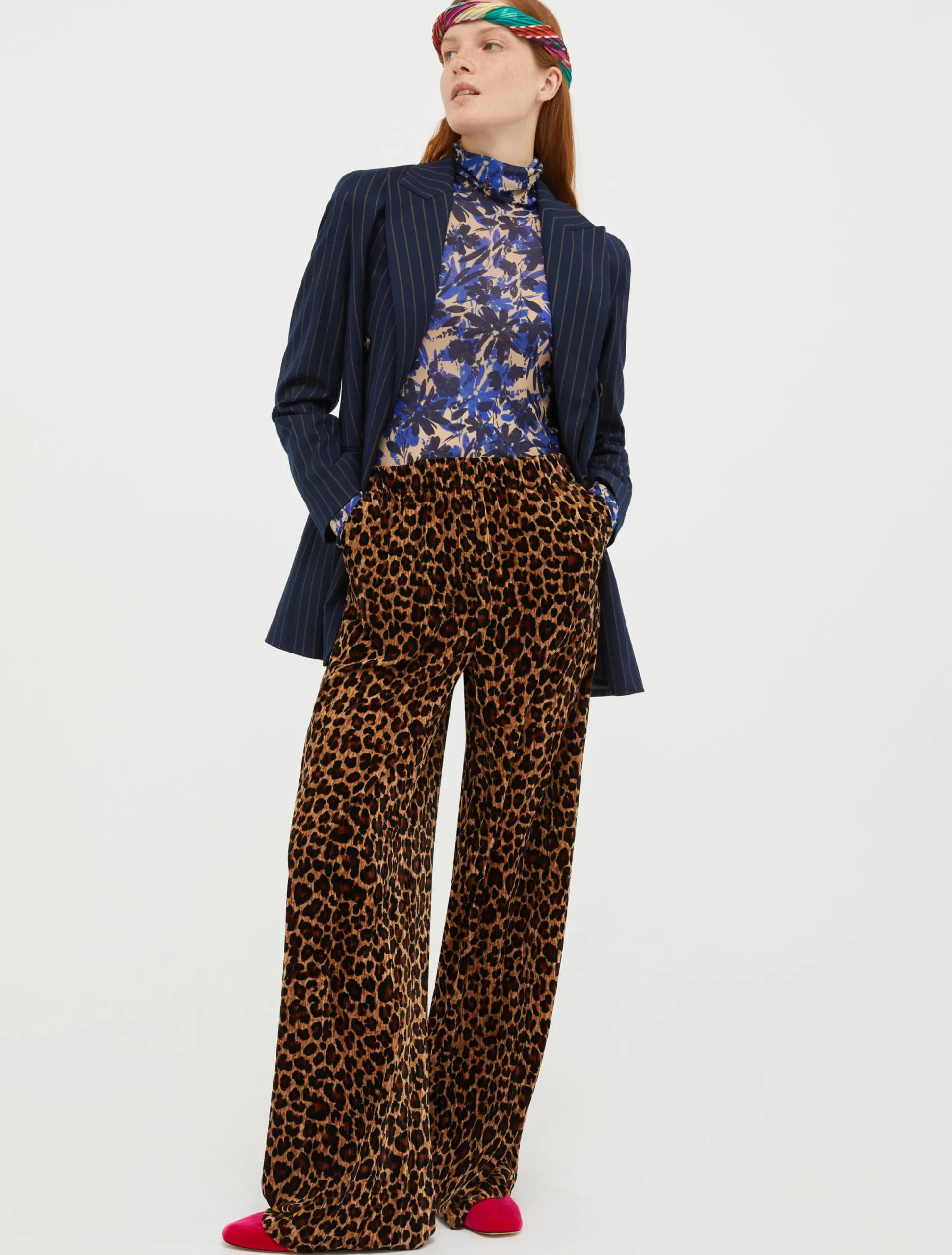 Textured velvet trousers
