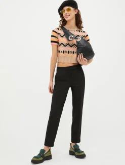 Turn-up slim-fit trousers