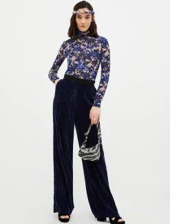 Turtleneck tulle-jersey top