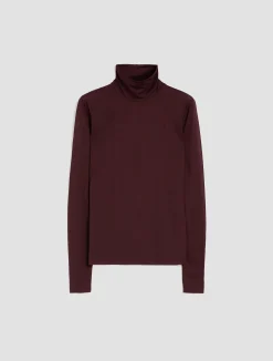 Turtleneck tulle-jersey top