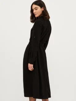 Twill midi shirt dress