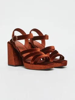 Velvet platform sandals
