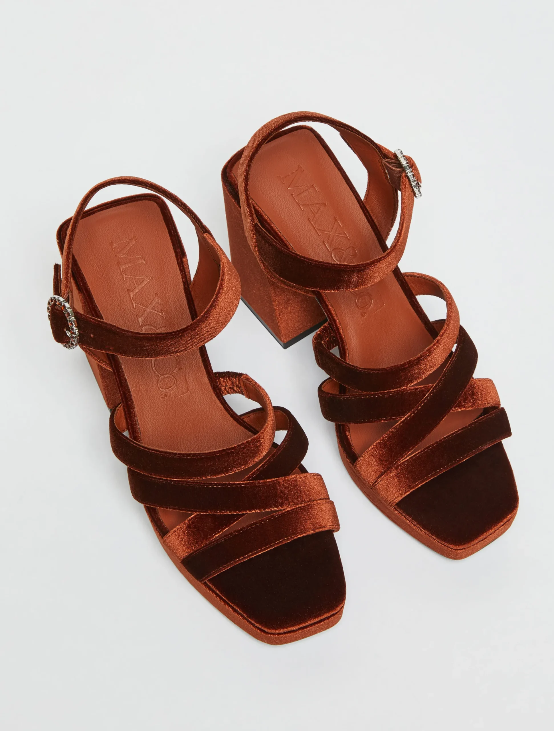 Velvet platform sandals