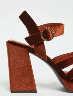 Velvet platform sandals