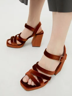 Velvet platform sandals