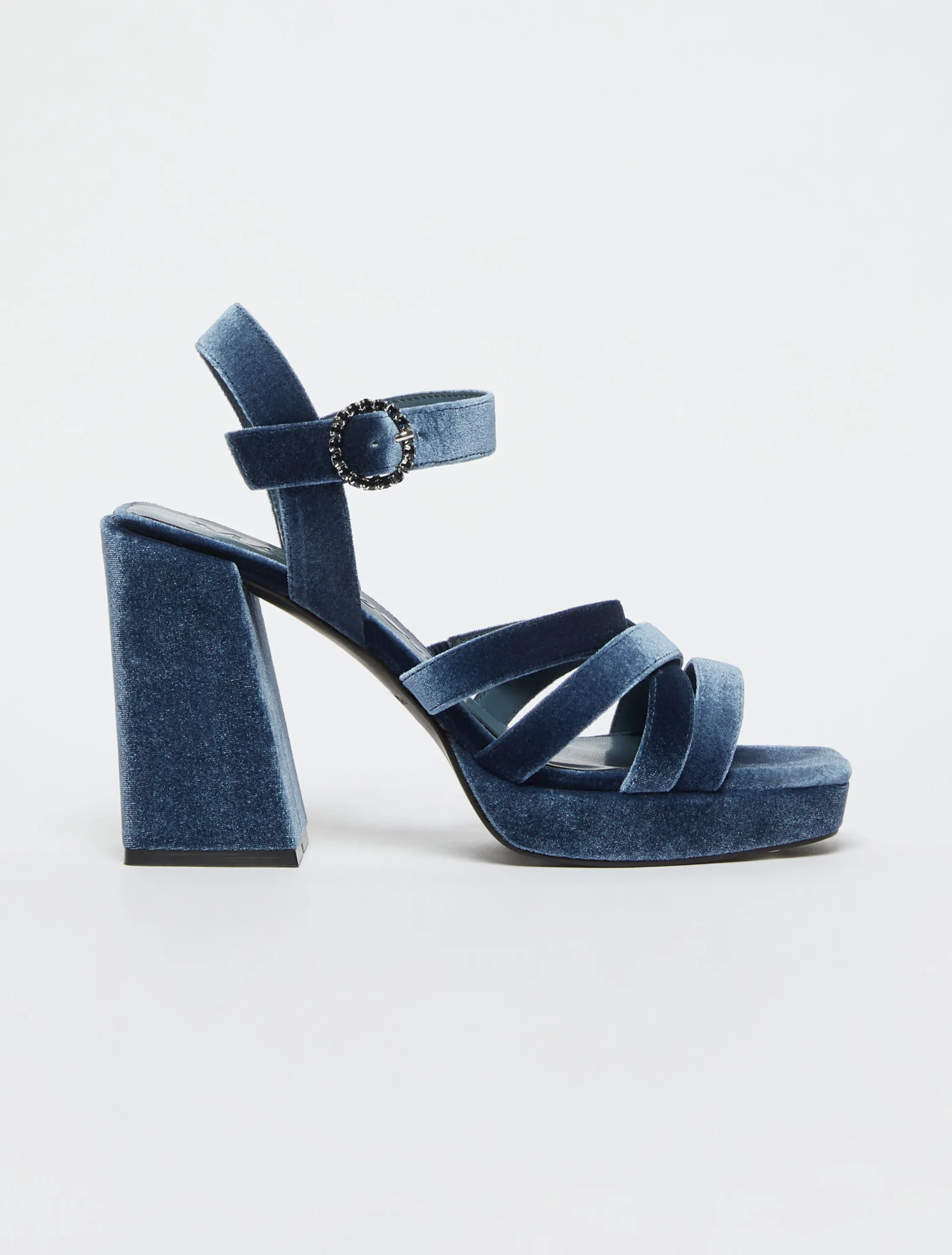 Velvet platform sandals