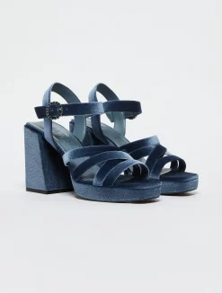 Velvet platform sandals