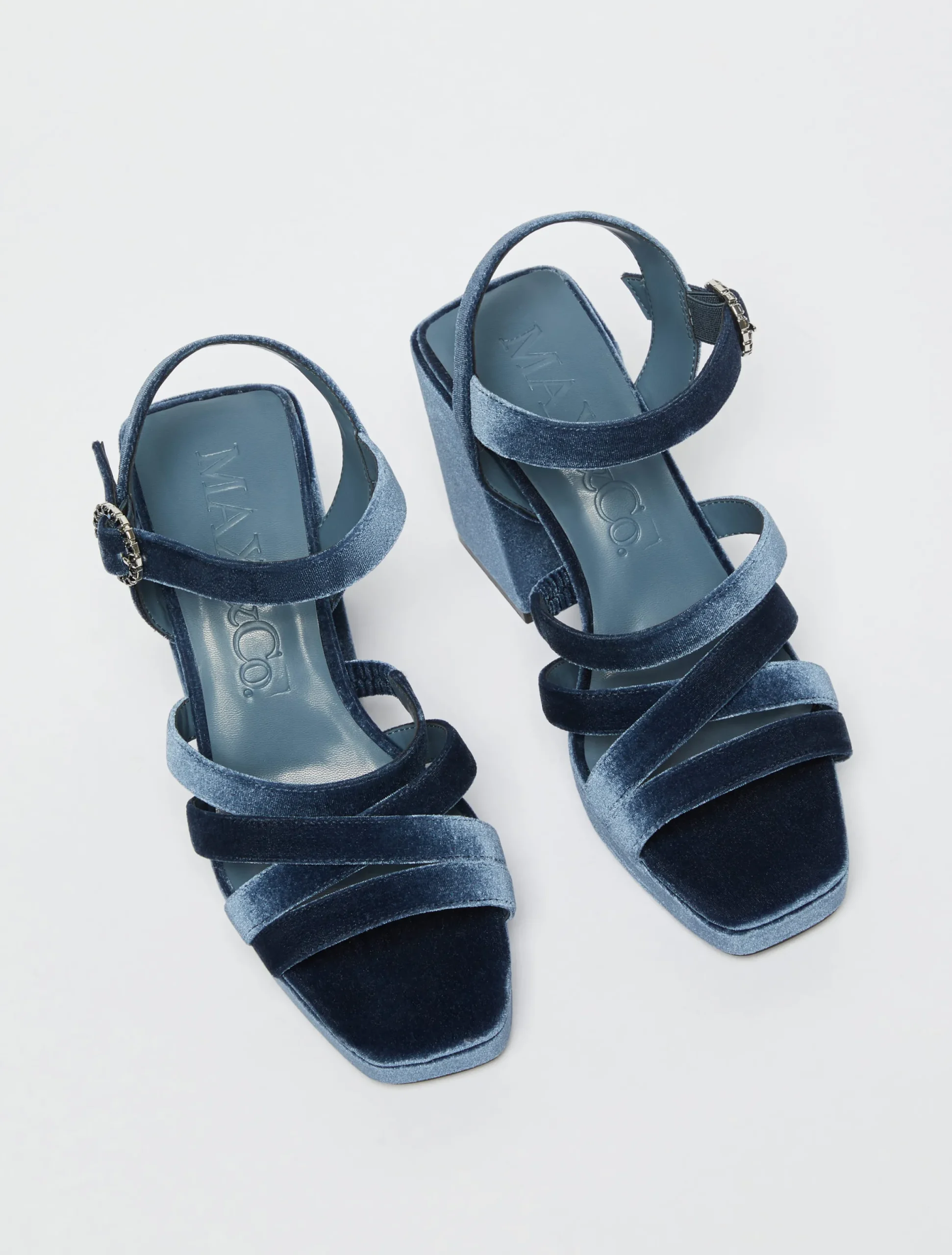 Velvet platform sandals