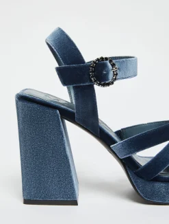 Velvet platform sandals