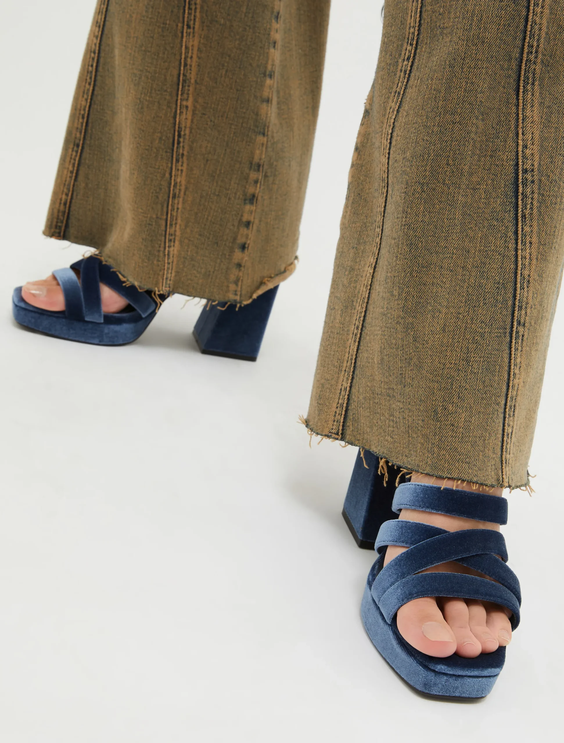 Velvet platform sandals