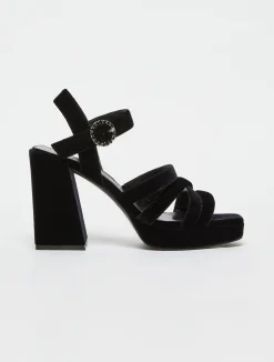 Velvet platform sandals