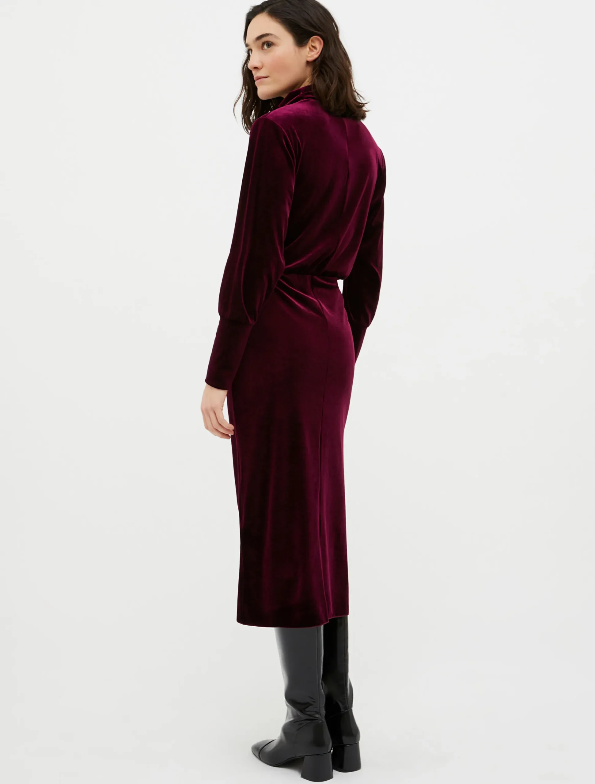 Velvet-jersey midi dress