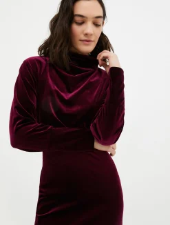 Velvet-jersey midi dress