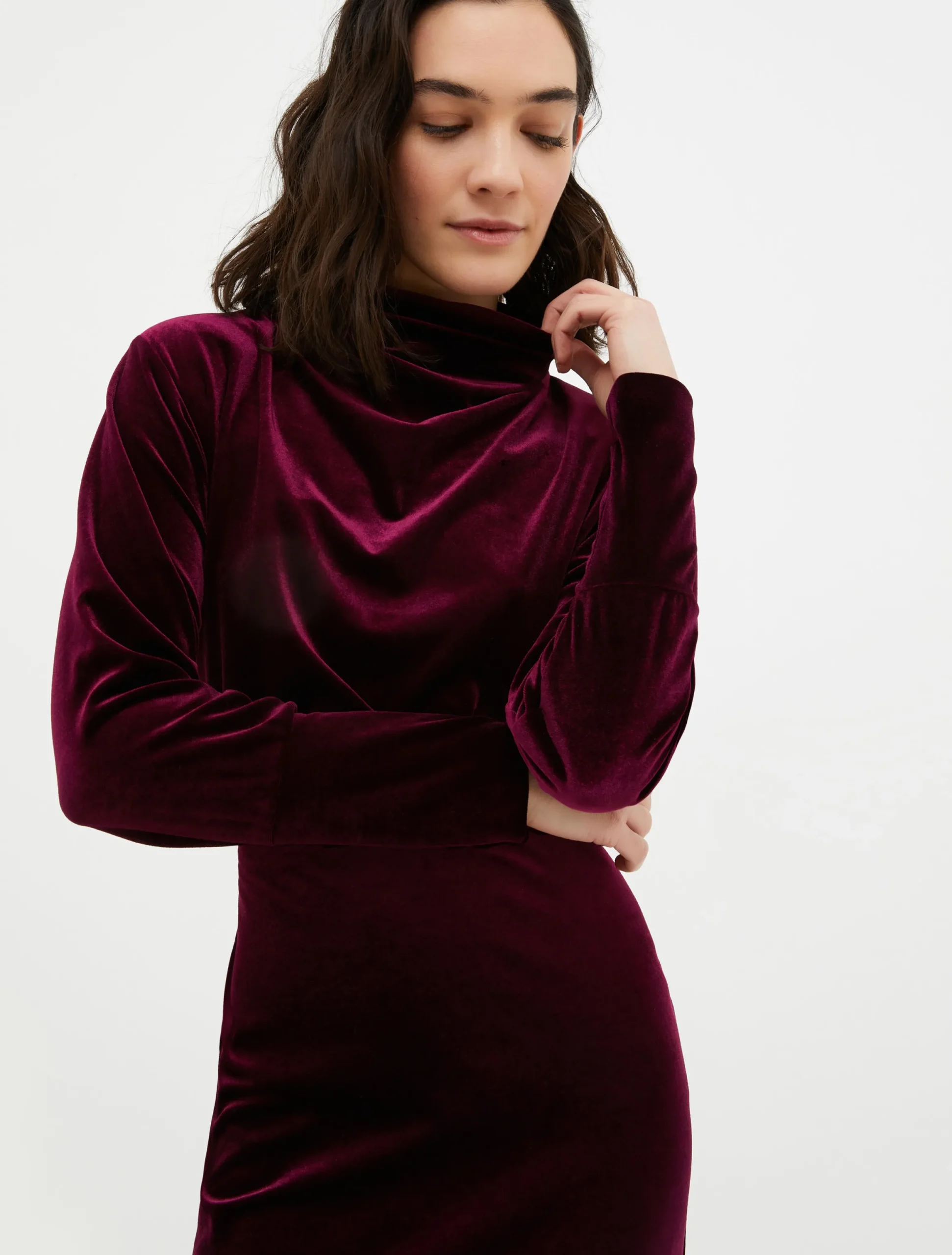 Velvet-jersey midi dress