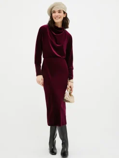 Velvet-jersey midi dress