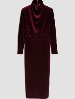 Velvet-jersey midi dress