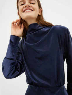 Velvet-jersey midi dress