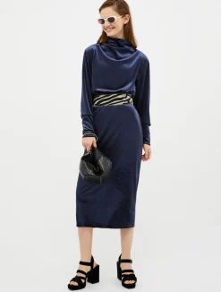 Velvet-jersey midi dress