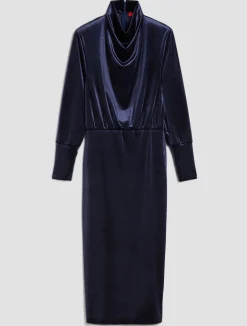 Velvet-jersey midi dress