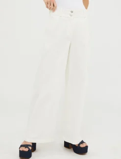 Wide-leg cotton-drill trousers