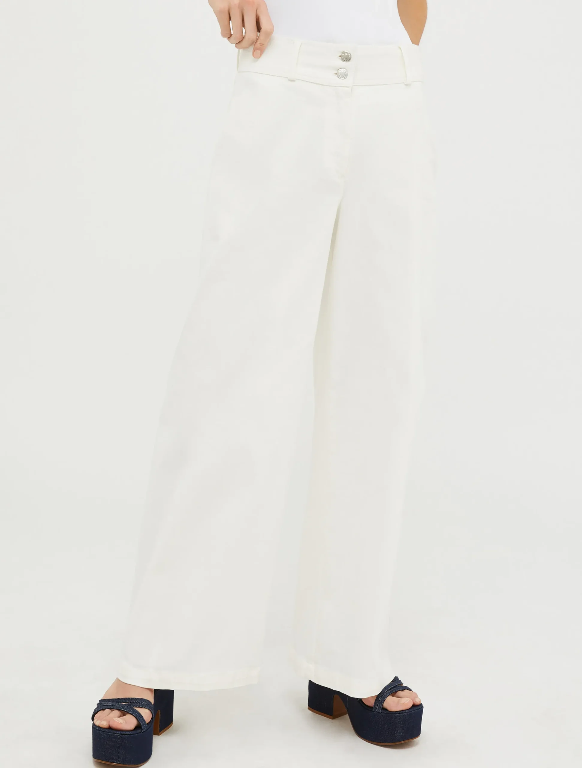 Wide-leg cotton-drill trousers