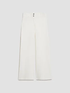 Wide-leg cotton-drill trousers