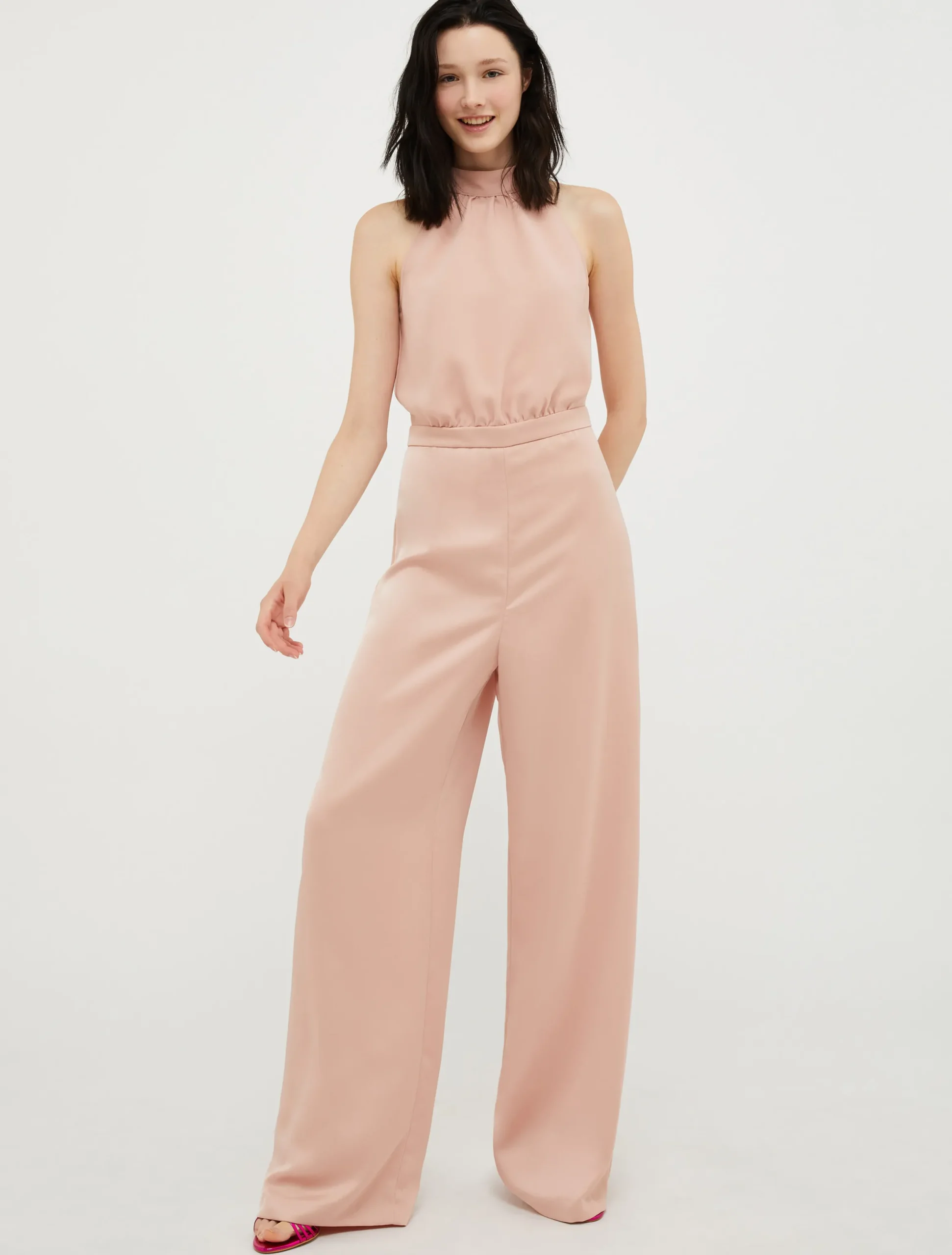 Wide-leg envers-satin jumpsuit