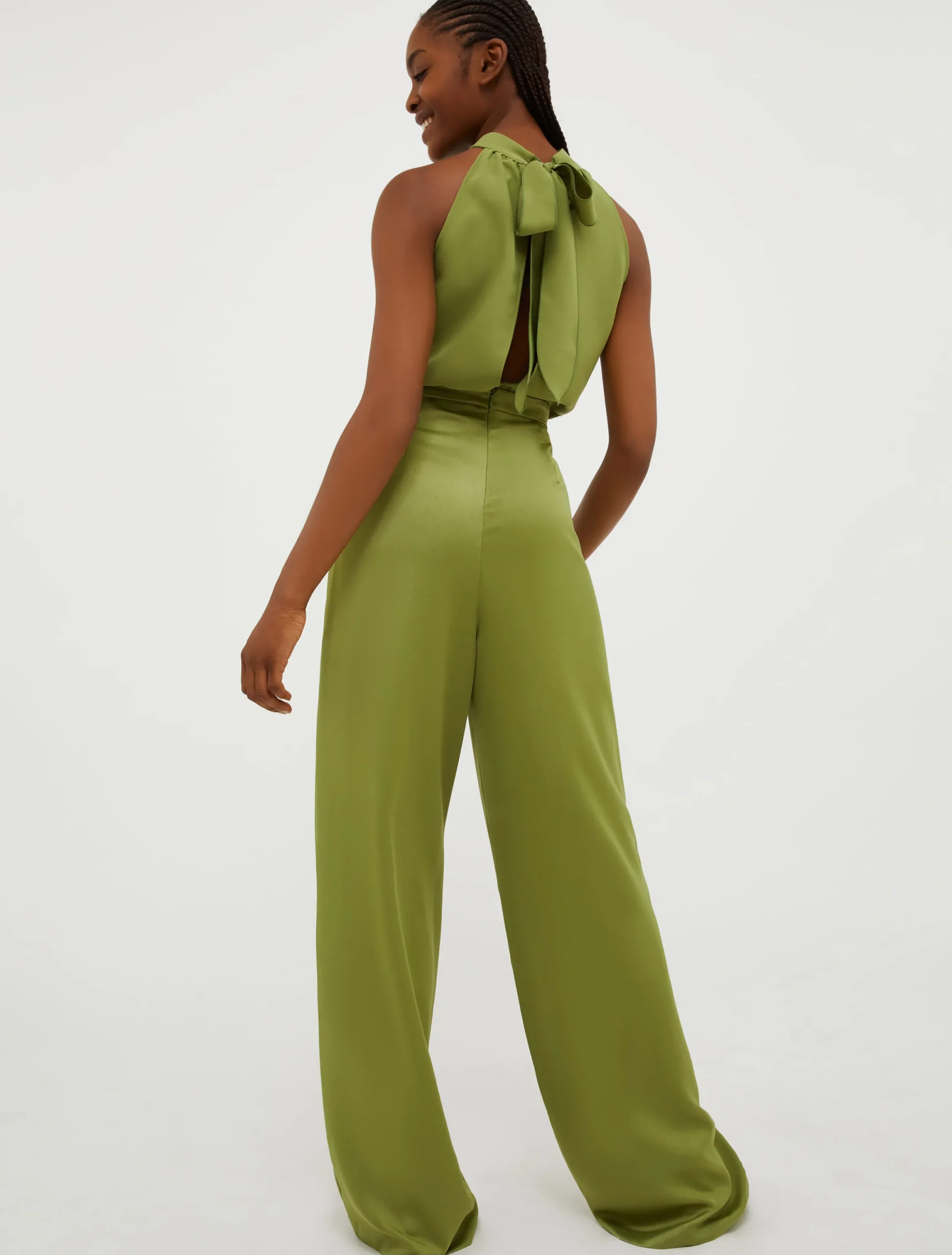 Wide-leg envers-satin jumpsuit