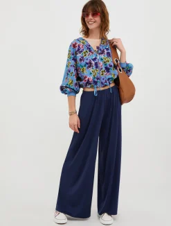Wide-leg jersey trousers