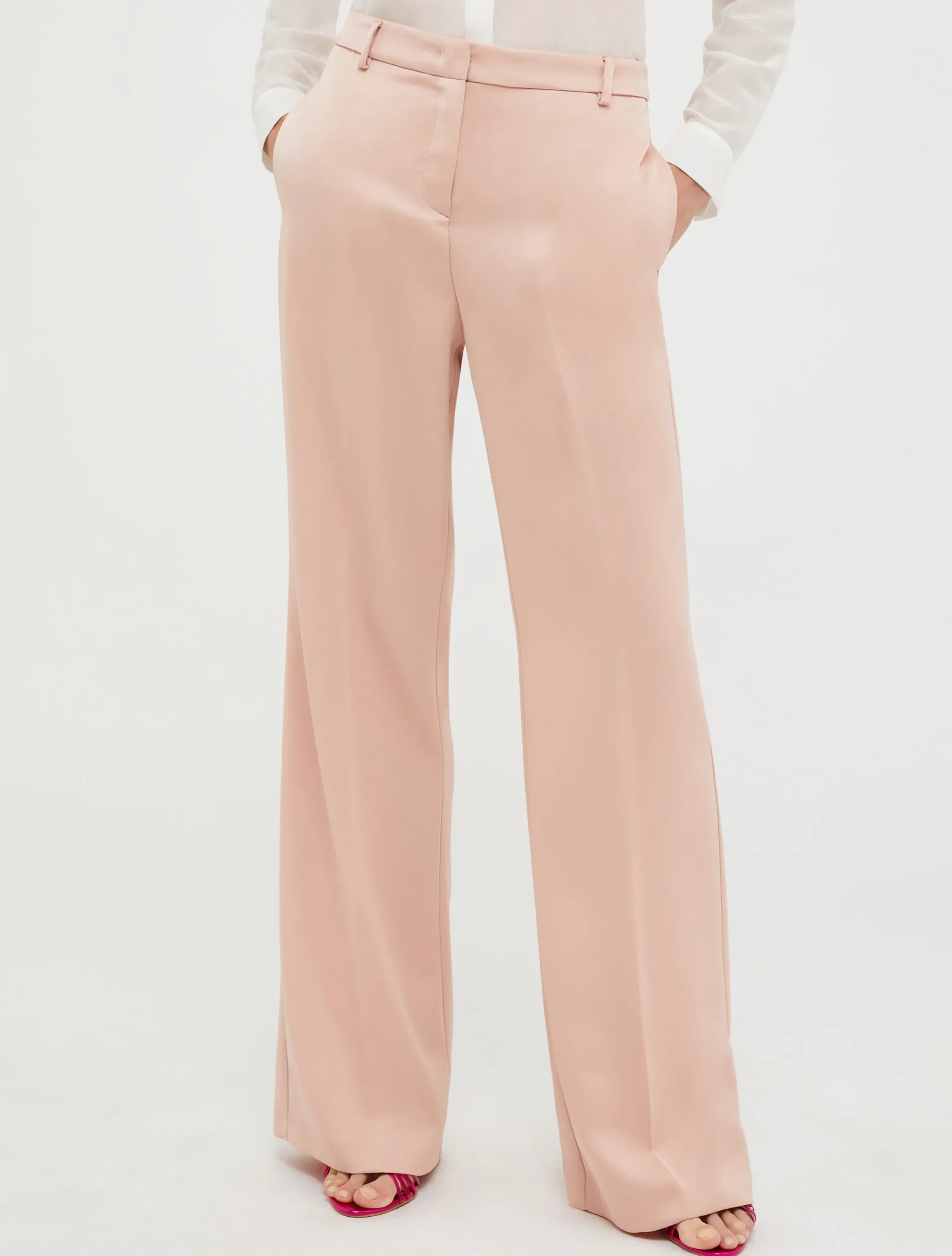 Wide-leg satin trousers