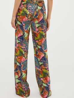 Wide-leg satin trousers