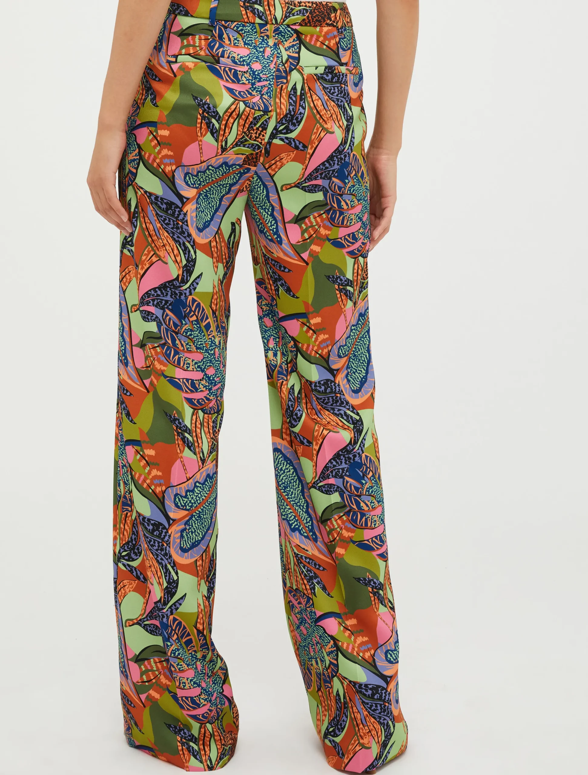 Wide-leg satin trousers