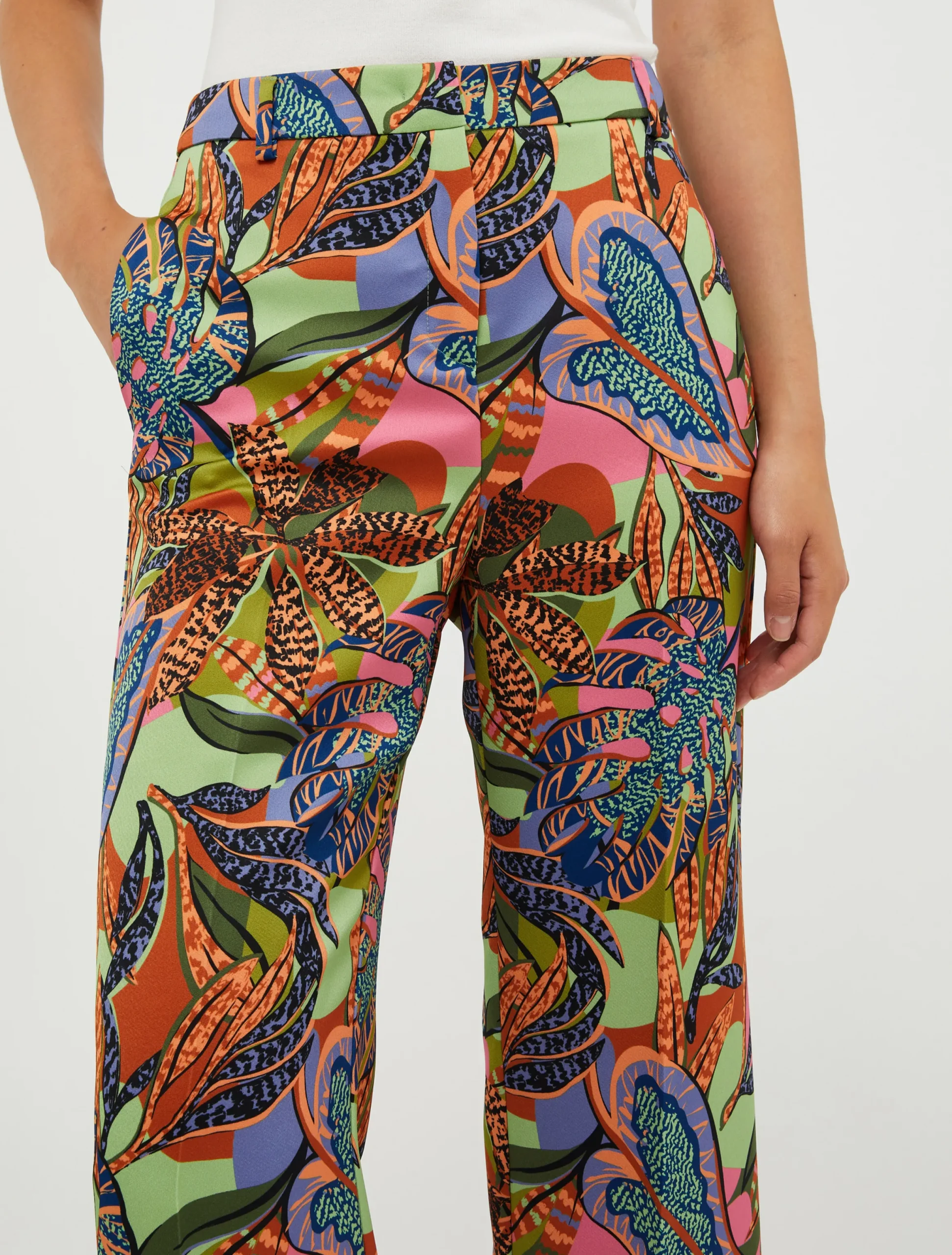 Wide-leg satin trousers