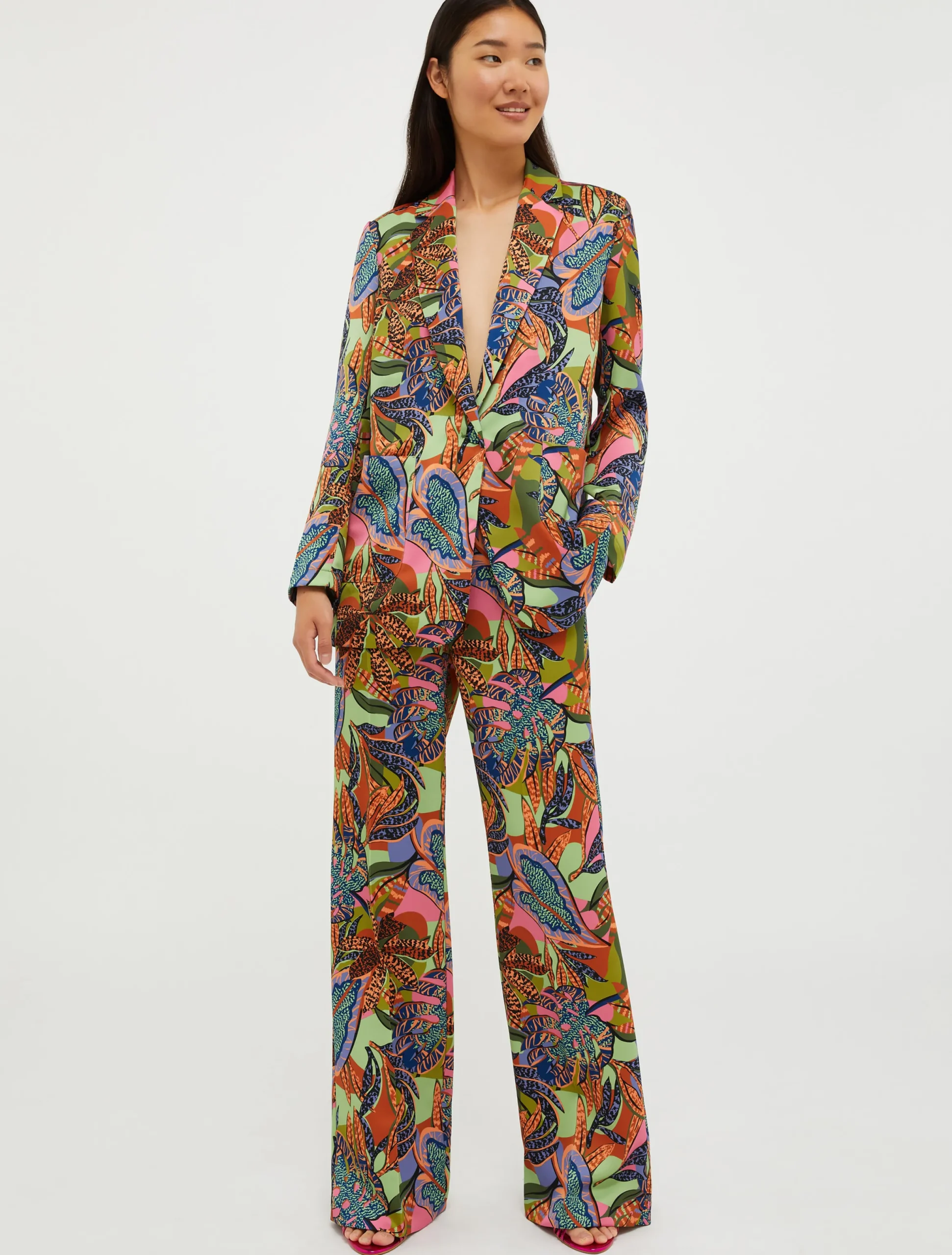 Wide-leg satin trousers