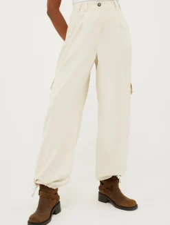 Wide-leg twill cargo trousers
