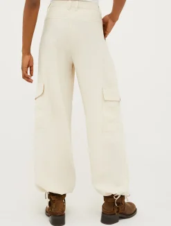 Wide-leg twill cargo trousers